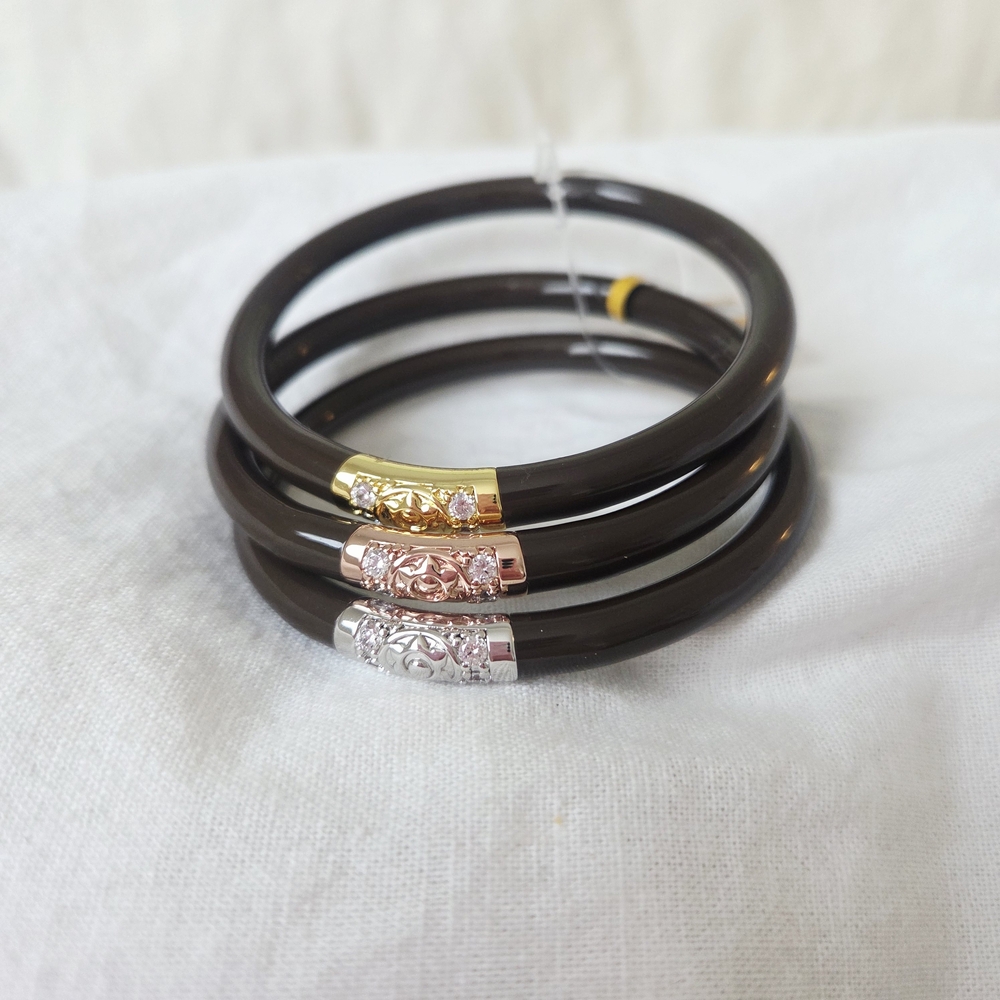 Sz Small🏷BuDhaGirl Chocolate🍫Set Of 3 Three Kings All Weather Bangles $125 - Picture 2 of 6